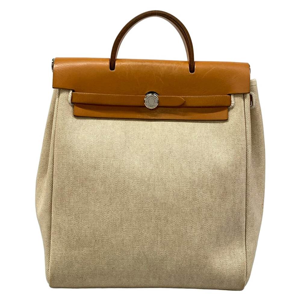 Hermès Her Bag a Dos Backpack Cream Brown Toile H Box Calf